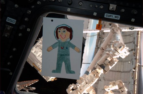 @FlatSamantha: Junior crew member for STS-134. Photo by Pilot Greg Johnson